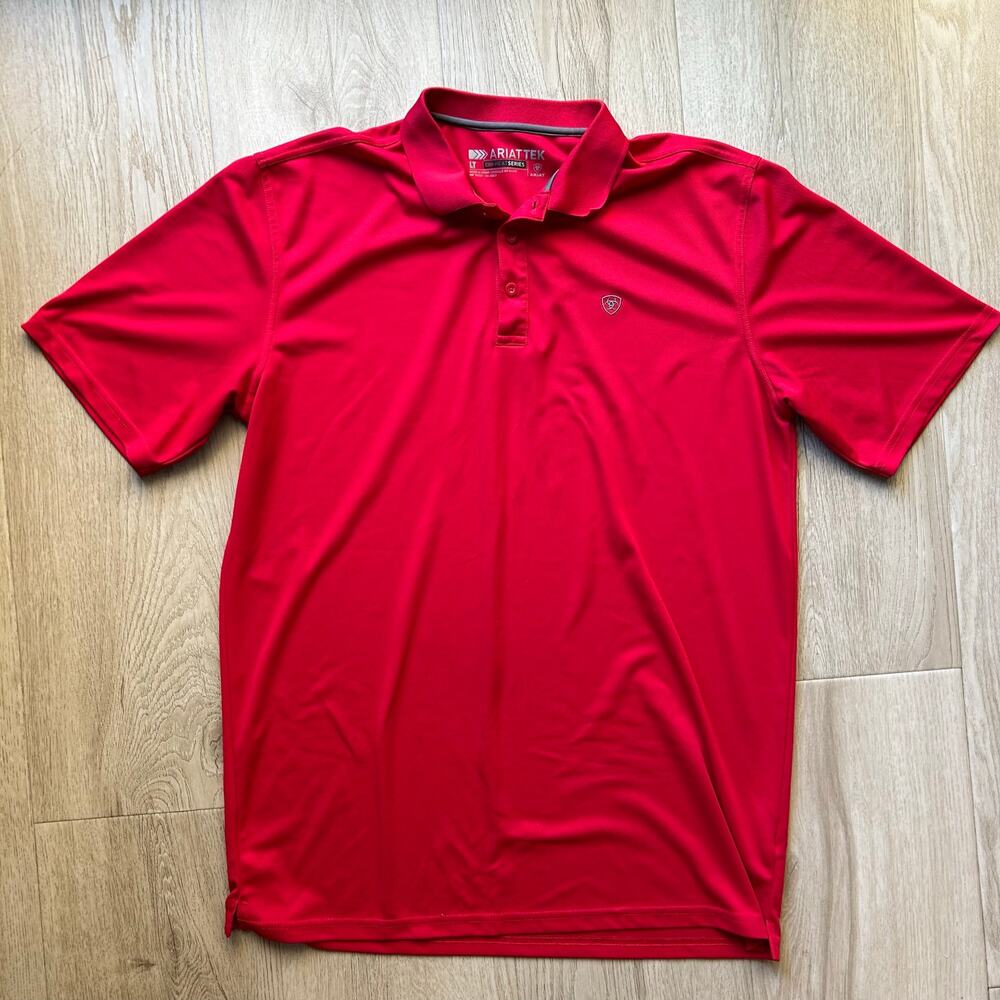 AriatTEK Heat Series Mens LT Large Tall Red Performance Polo Golf Western Shirt